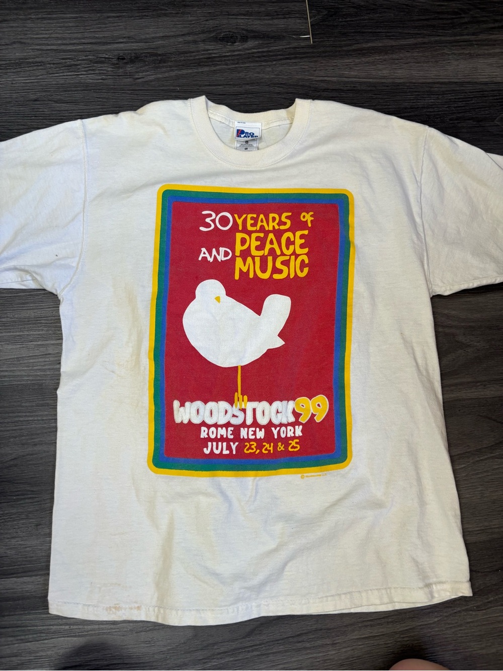 Vintage 1999 Woodstock Tshirt XL Pro Player Tag  Parking lot Bootleg